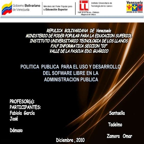 POLITICAS PUBLICAS Y SOFTWARE LIBRE | PPTX