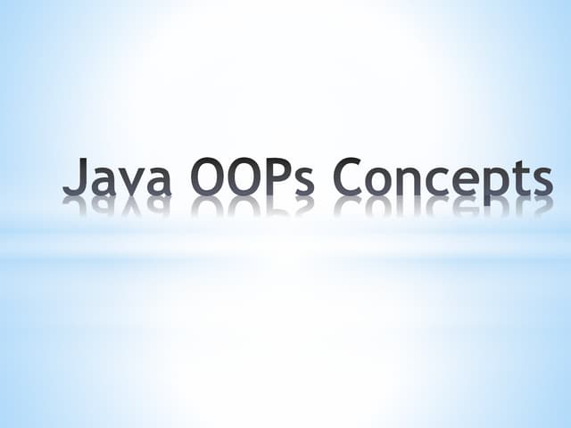 Java Object Oriented Programming 