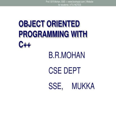 Object Oriented Programming using C Plus Plus | PPT
