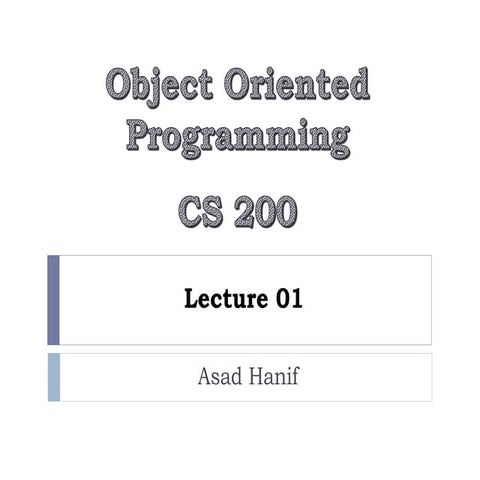 Object Oriented Programming in C# - Lecture 01 | PPT