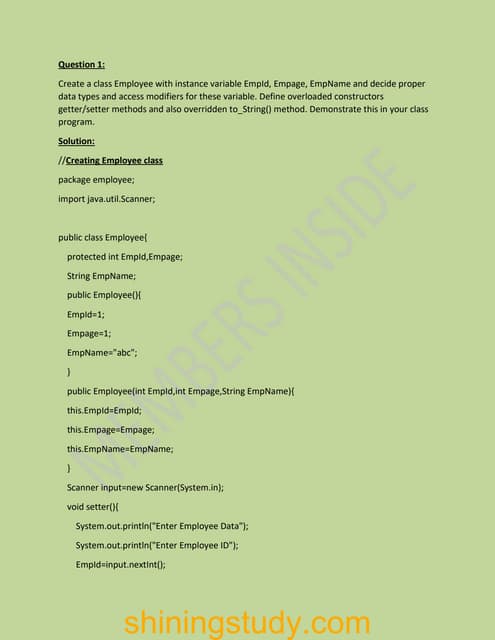 Object Oriented Solved Practice Programs C++ Exams