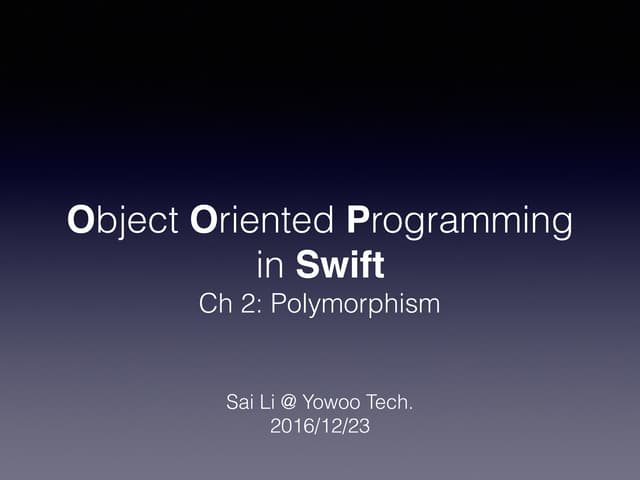 Object Oriented Programming in Swift Ch2 Polymorphism, OCP, LSP