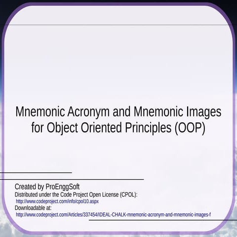 Mnemonic Acronym and Mnemonic Images for Object Oriented Principles (2014)