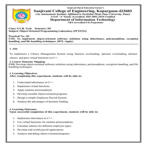*Practical No-04 Implementing Employee Payroll System Using Inheritance ...
