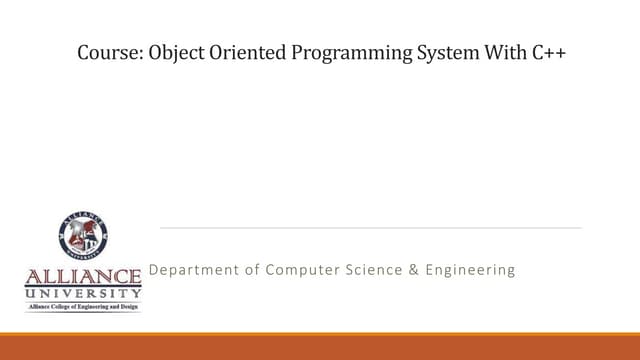 Object oriented programming system with C++ | PPT