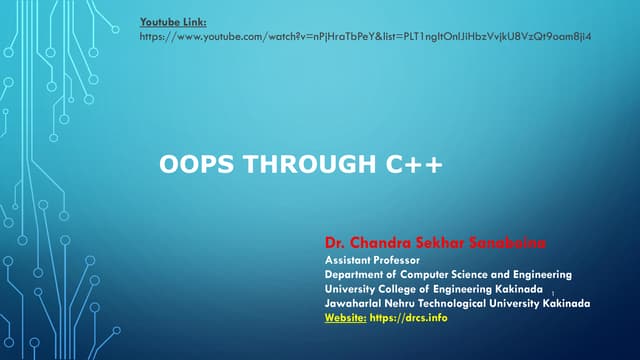 Object Oriented Programming using C++ - Part 5