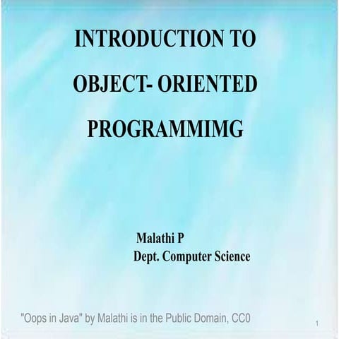 Oops in Java | PPT | Programming Languages | Computing