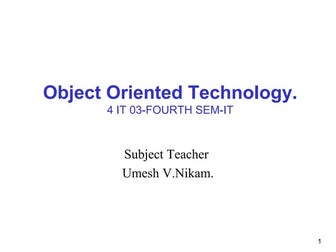 Object Oriented Technologies