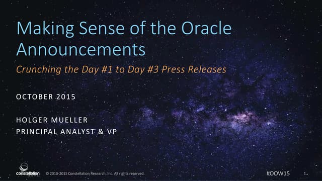 Oracle OpenWorld - A quick take on ...