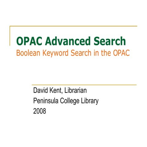 Opac Advanced Search
