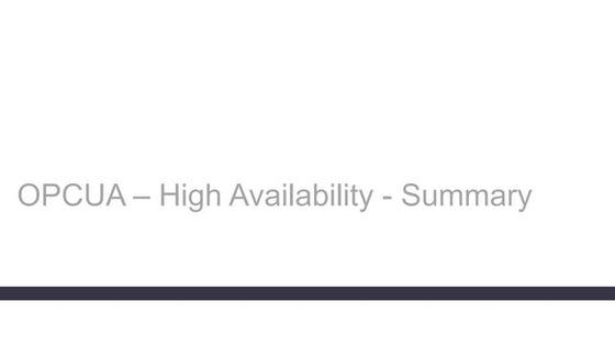 High Availability with OPCUA