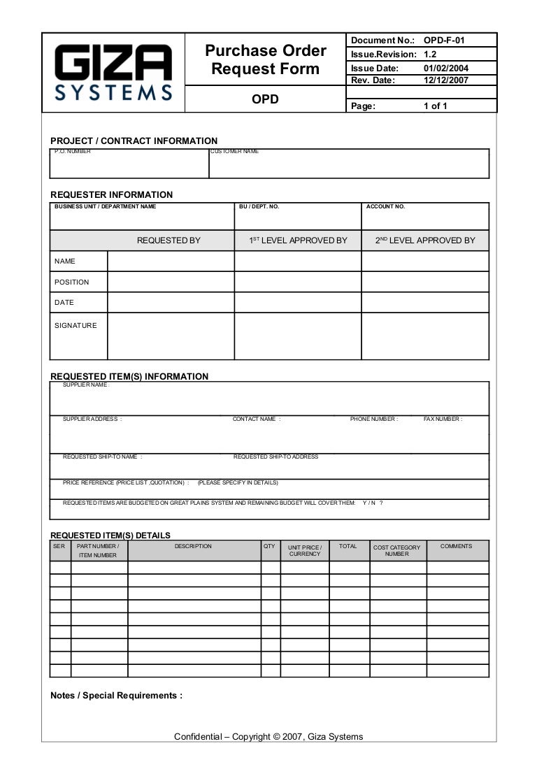 opd f 01 purchase order request form v 1 2 purchase order request format