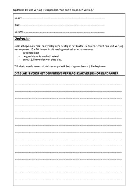 Stappenplan een verslag schrijven hoe begin ik daar ook weer aan? | PDF