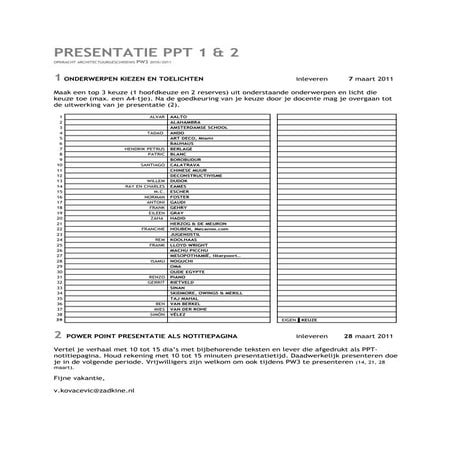 Opdracht presentatie PW3