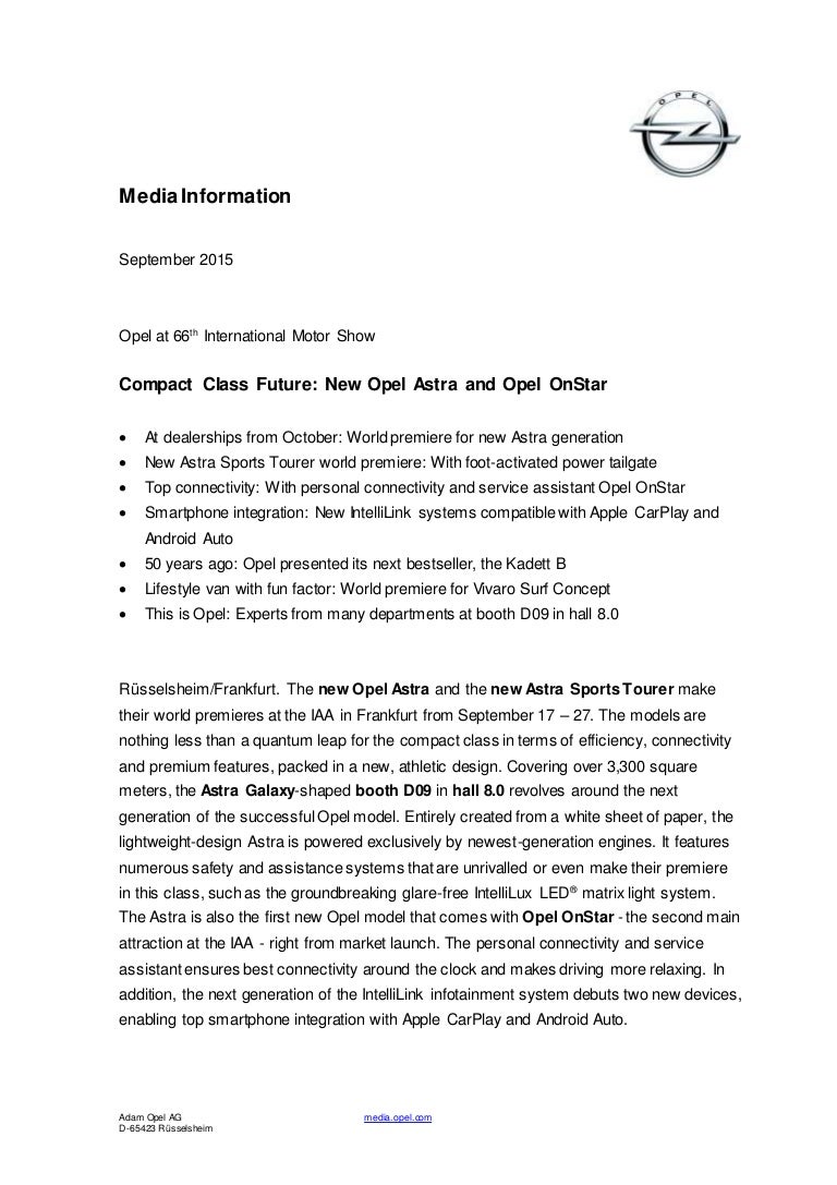 Opel Astra At The 2015 Iaa Press Release