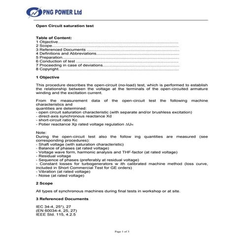 Open circuit saturation test