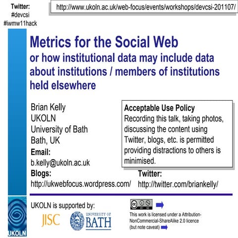 Metrics for the Social Web