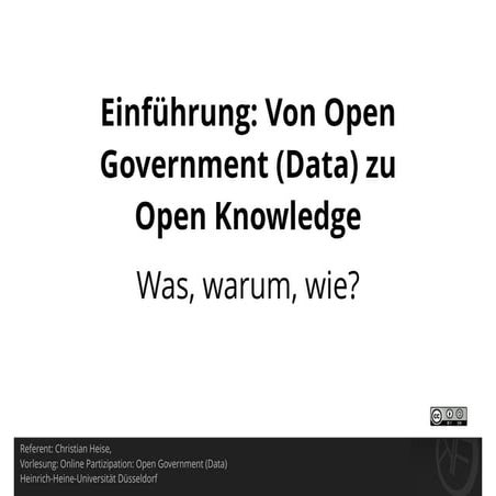 Einführung: Von Open Government (Data) zu Open Knowledge