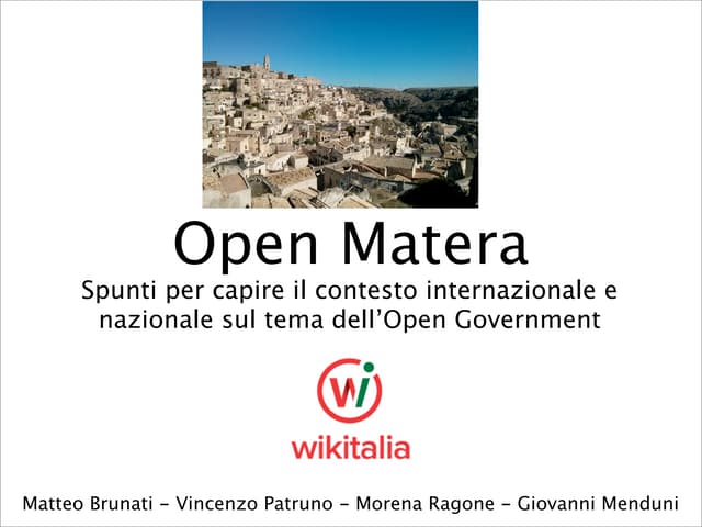 Open Matera: uno sguardo introduttivo all'Open Government per il Comune