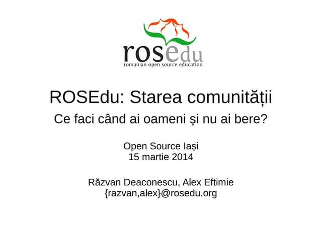 ROSEdu - Starea comunității 