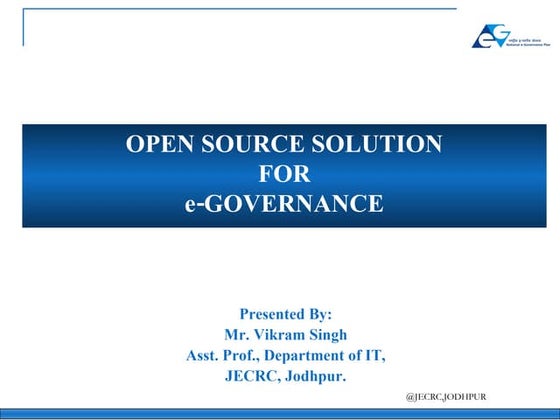 Open Source N Egovernance | PPT