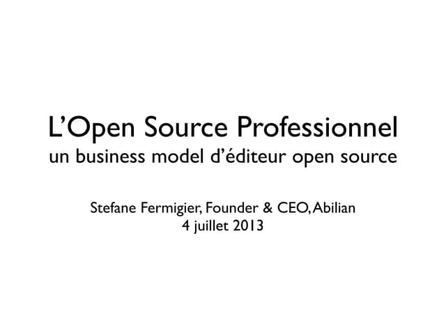 L'open source professionnel - un business model open source