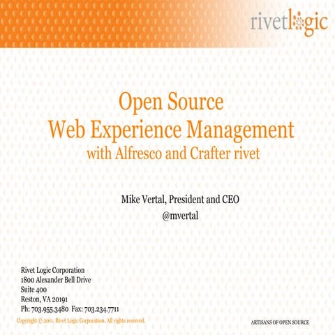 Open Source Web Experience Management for the Enterprise with Alfresco and Cr...