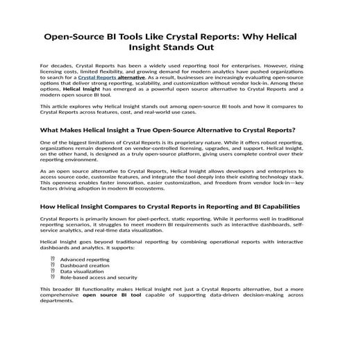 Open-Source BI Tools Like Crystal Reports Why Helical Insight Stands ...