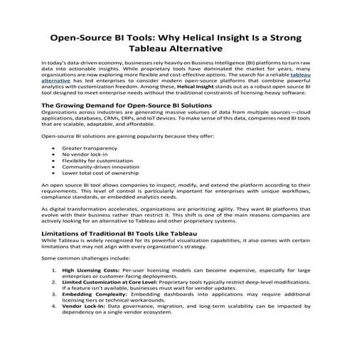 Open-Source BI Tools Why Helical Insight Is a Strong Tableau ...