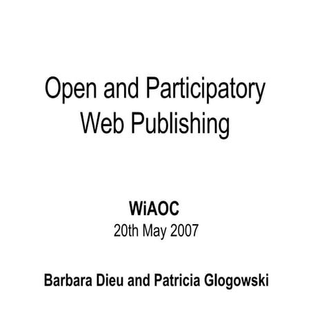 Open Web Publishing