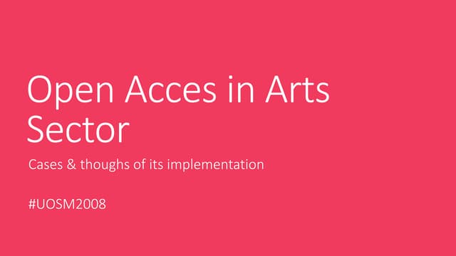 Open acces in arts sector