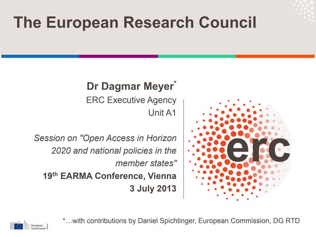 Open access and the ERC - EARMA Conference, 3 July 2013
