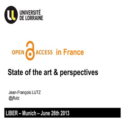 Open Access in France: State of the art & perspectives