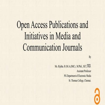 Open access publishing and initiatives in media and communication journals
