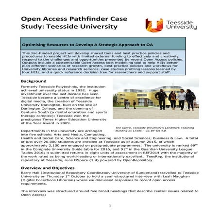 Open access pathfinder case study teesside