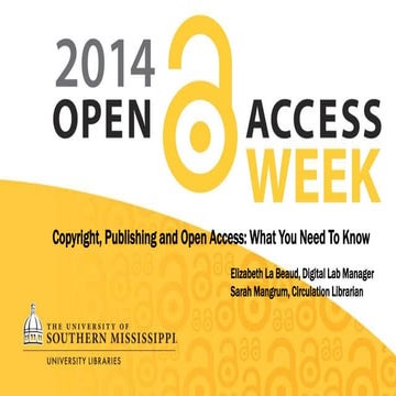 Copyright, Publishing and Open Access: What You Need To Know 