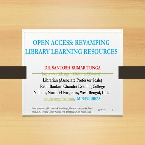 Open Access: Revamping Library Learning Resources.