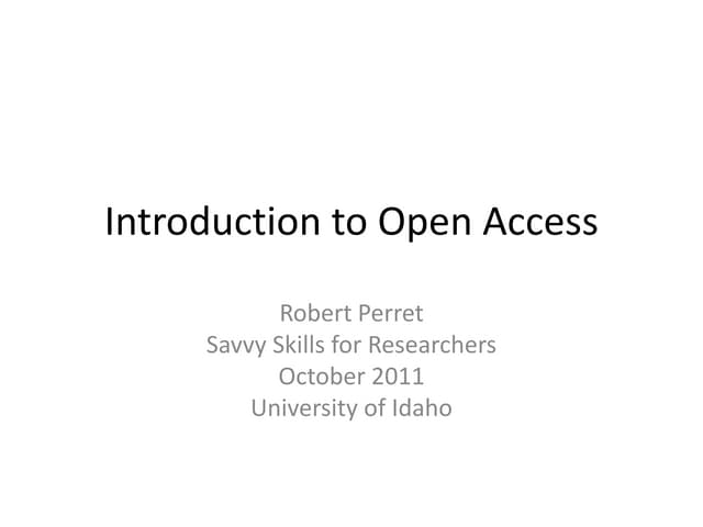 Open access savvy skills 2011