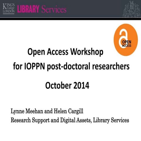 Open access workshop for IoPPN