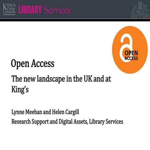 Open access presentation at Institute of Psychiatry, Psychology and Neuroscience