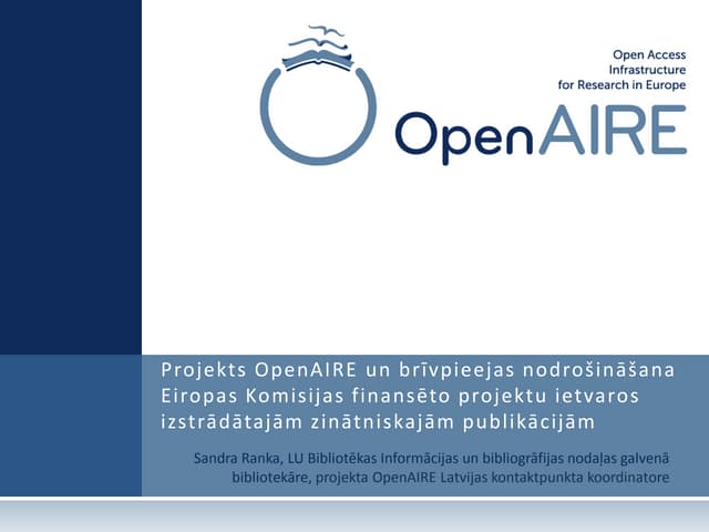 OpenAIRE at the international workshop „The significance of institutional rep...