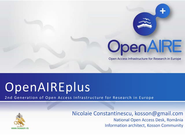 OpenAIRE+ presented in Brașov, 2012