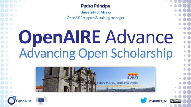 OpenAIRE Advance presentation at the #EUDATPORTO conference 2018