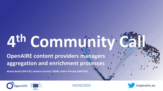4th Content Providers Community Call