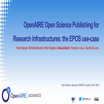 OpenAIRE Open Science publishing for Research Infrastructures: the EPOS use-c...