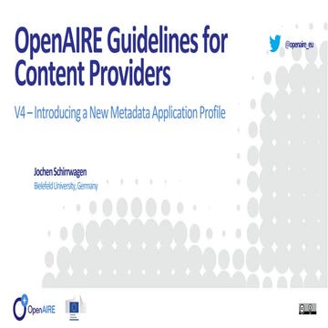 OpenAIRE Guidelines for data providers: new Metadata Application Profile for ...