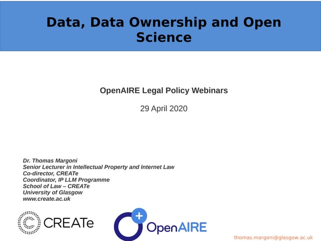 20200429_Data, Data Ownership and Open Science