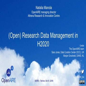 (Open) Research Data Management in H2020 (ISERD – Tel Aviv, Oct 31, 2016)
