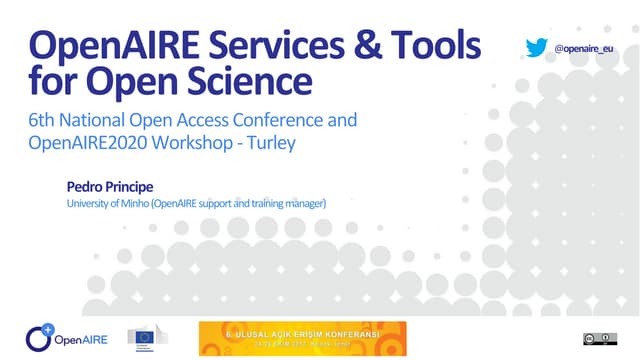 OpenAIRE services and tools - 6th National Open Access Conference and OpenAIR...