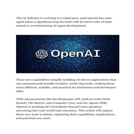 OpenAI’s New Tools for Building AI Agents A Game-Changer for Developers and B...
